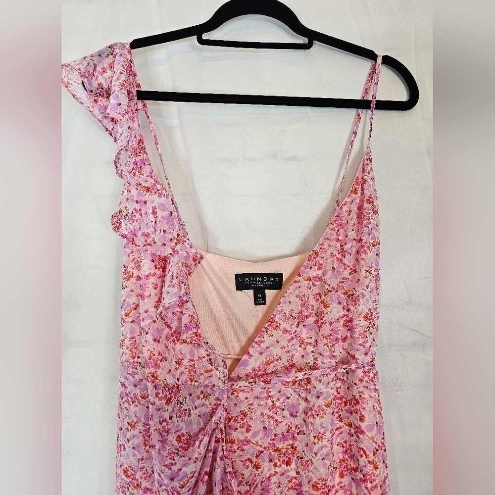 Laundry By Shelli Segal Size 12 Pink Floral Wrap Dress NWOT - Picture 3 of 5